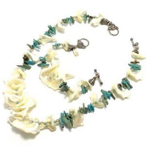 Handmade Jewelry Set by Surdigirl ~ Fancy Shell & Turquoise Chips